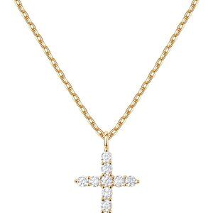 Hypoallergenic 14K Gold Plated Cross Necklace with 19-Inch Sliding Chain